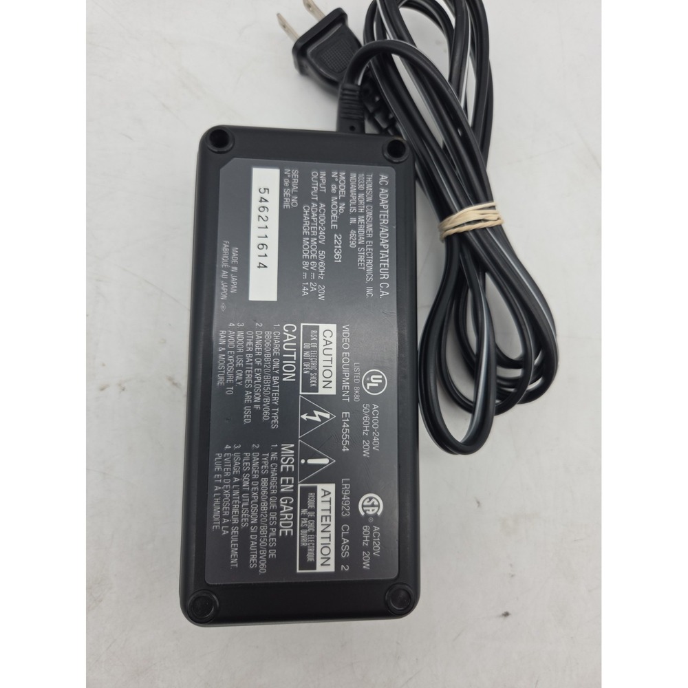 Thomson 221361 Camcorder Battery Charger BB060 BB120 BB150 BV060 RCA Tested - Picture 2 of 4